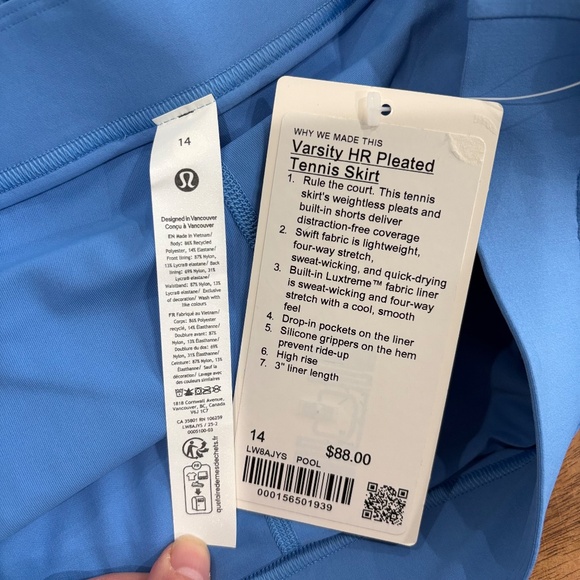 Lululemon Varsity High-Rise Pleated Tennis Skirt Pool Party - Picture 6 of 10